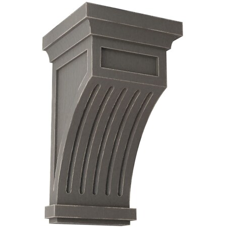 Ekena Millwork 5 1/2"W x 5 1/2"D x 10"H Fluted Wood Vintage Decor Corbel, Reclaimed Grey CORWD05X05X10FLGY
